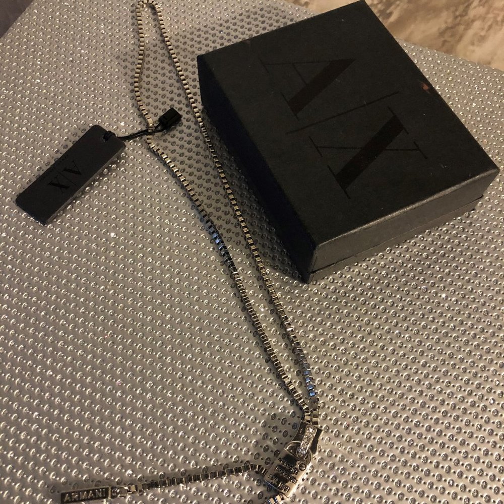 Armani Exchange Silver Plated "Zipper" Lariat